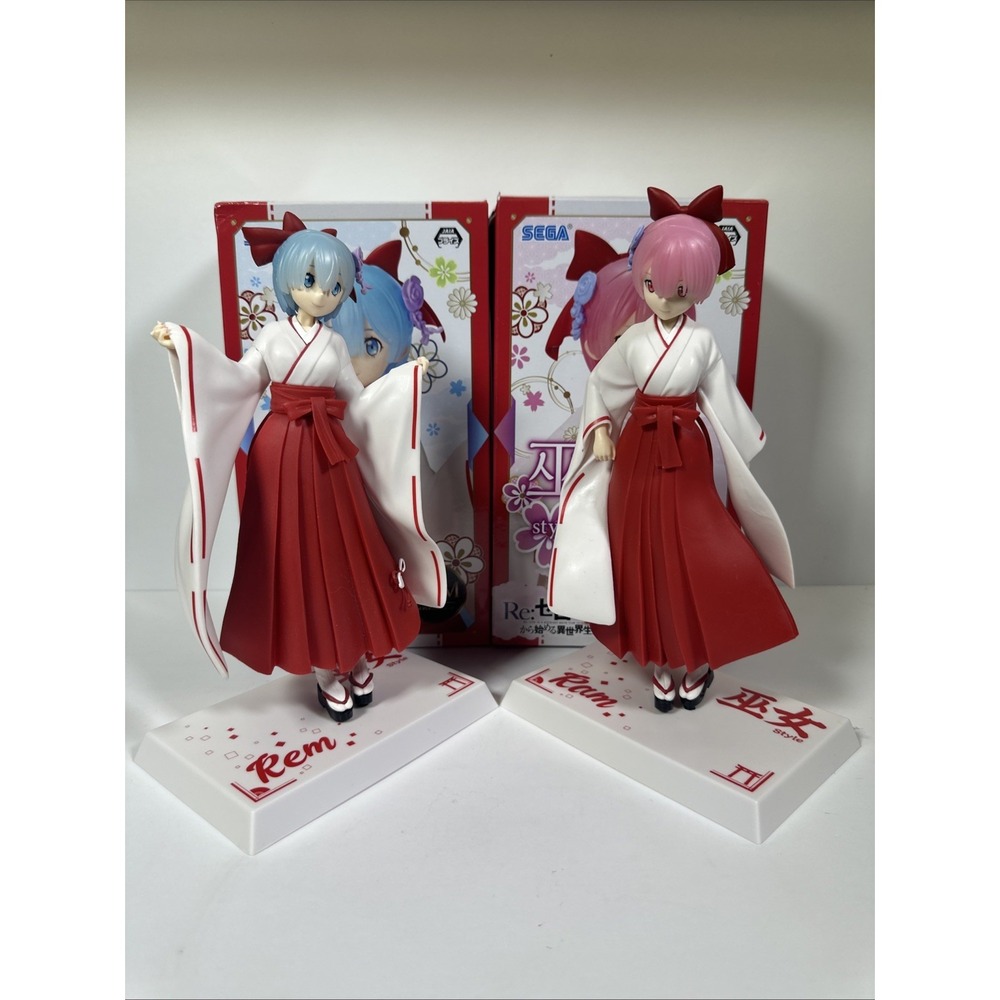 Re:Zero Ram & Rem Miko Style Figure Set BANPRESTO Japan Exclusive Anime Collect